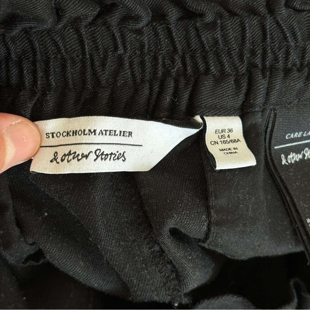 & Other Stories Stockholm womens black pull on wide leg high rise‎ pants size 4 - Picture 8 of 9